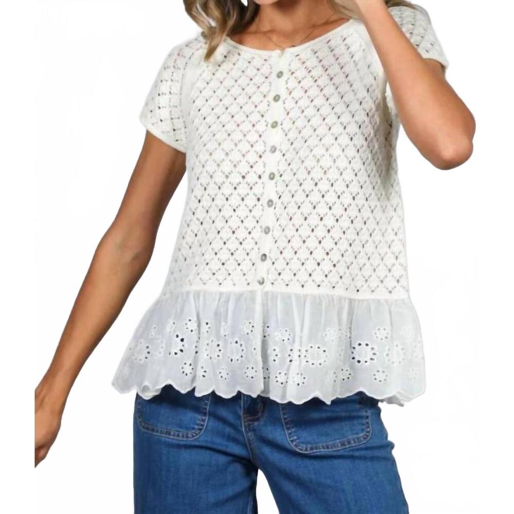NEW HEM & THREAD mara crochet top in white